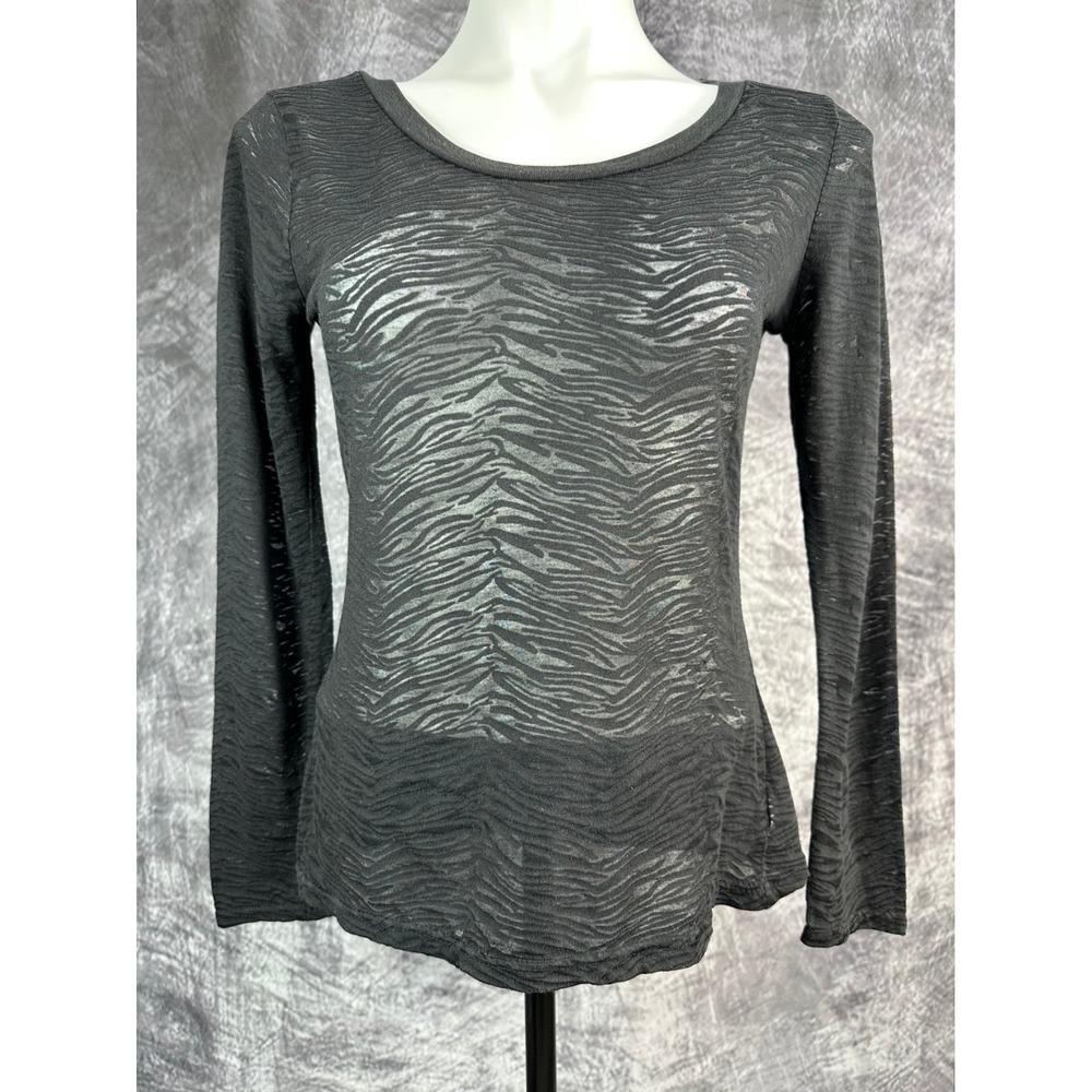 Wishful Park Long Sleeve Top Womens Large Black Burnout Zebra Print
